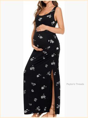 Women's Split Maternity Dress Sleeveless Ruched Casual